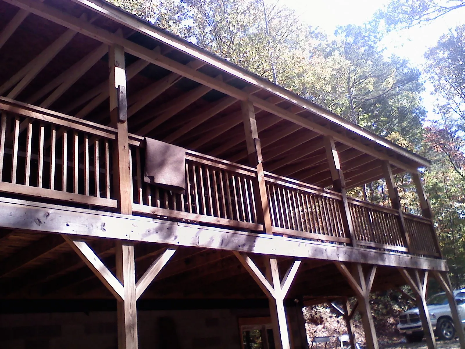 Timber framing under a new elevated porch and deck — Roof Leak Repair in Wabash by Roofing Brothers